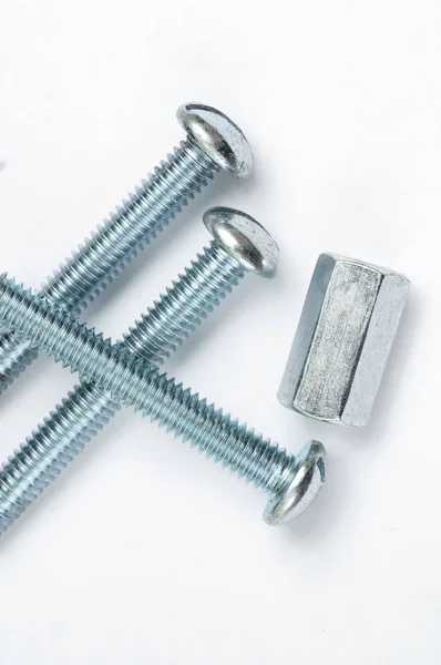 Metric screws close-up on white background — Stock Photo, Image
