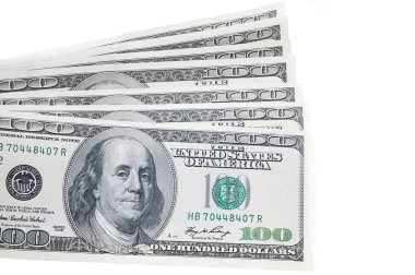 bir ABD dolar beyaz zemin üzerine notlar