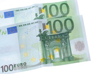 İki yüz euro banknot üzerinde beyaz izole 