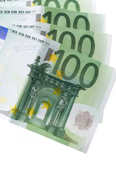 白で隔離 100 ユーロ紙幣 — ストック写真