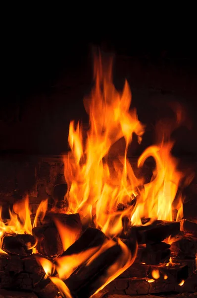 Płomieni Spalania Węgla Drewniane — Zdjęcie stockowe