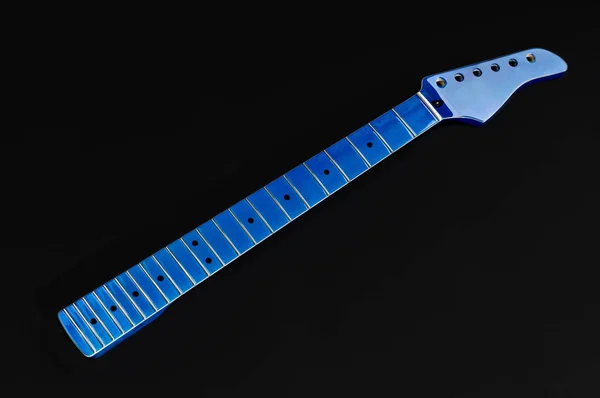 Blue Guitar neck, maple and ebony fingerboard neck with round do — Stock Photo, Image