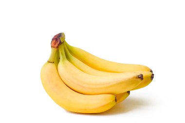 Beyaz arkaplanda izole edilmiş sarı muzlar