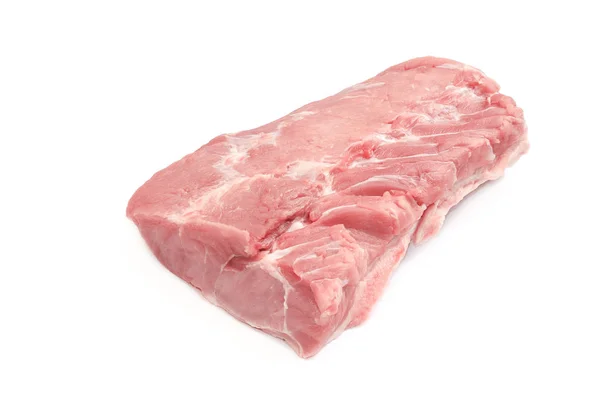 Carni fresche di maiale crude isolate su fondo bianco — Foto Stock