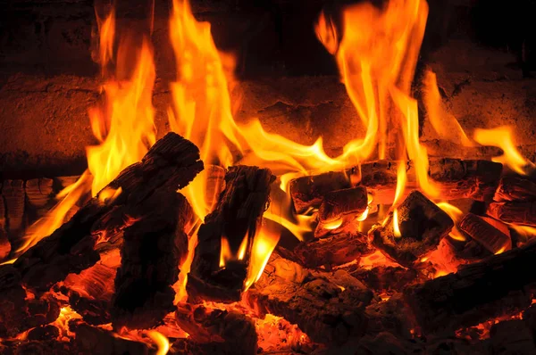Camping ogień, ogień Blazing obozu, — Zdjęcie stockowe