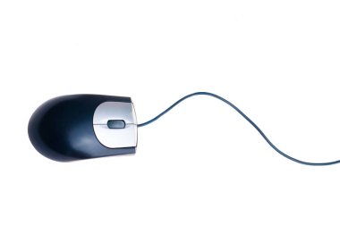 Bilgisayar fare üzerinde beyaz izole Üstten Görünüm