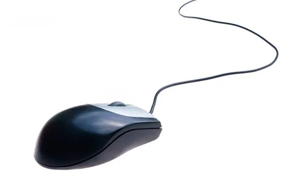 Computer mouse with cord on white background — Stock Photo, Image