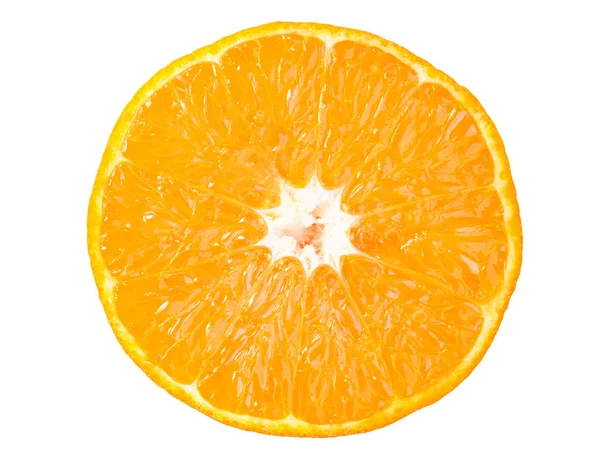 Rebanada de naranja jugosa aislada en blanco —  Fotos de Stock