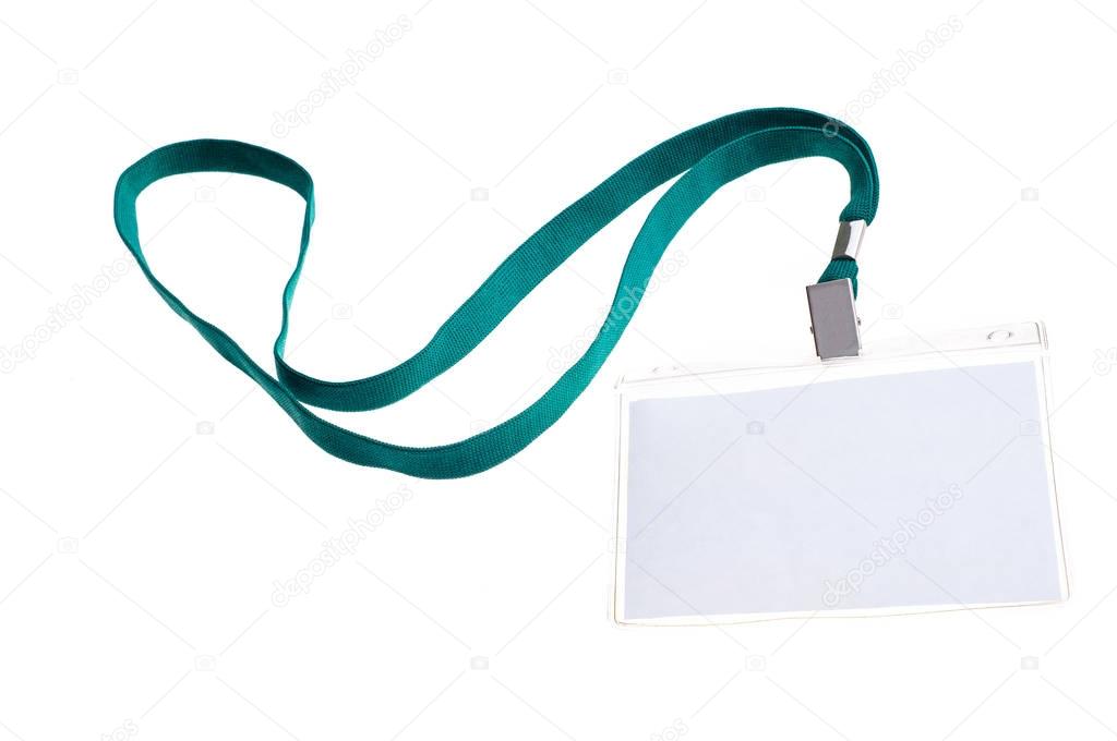 neck badge isolated on white with blank Identification card