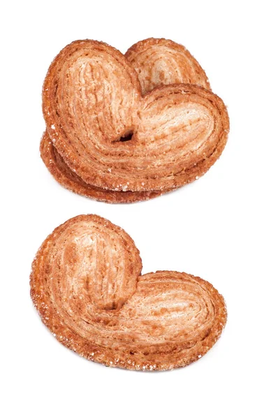 Ízletes szív alakú cookie-kat, fehér háttér — Stock Fotó