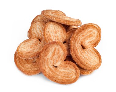  Kalp şekli tatlı kurabiye. Beyaz izole ekmek yapım ürünleri