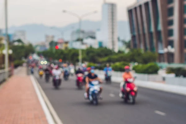 Blurred picture of motorcycles on the road