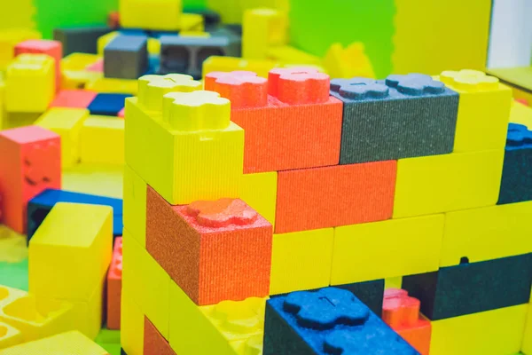 Kids toy house made of colorful blocks — Stock Photo, Image