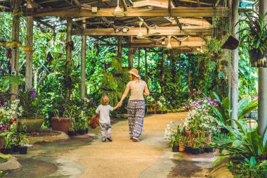 Anne ve oğlu Malezya tropikal Park
