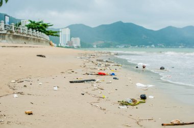Plastik şişeler ve diğer çöp