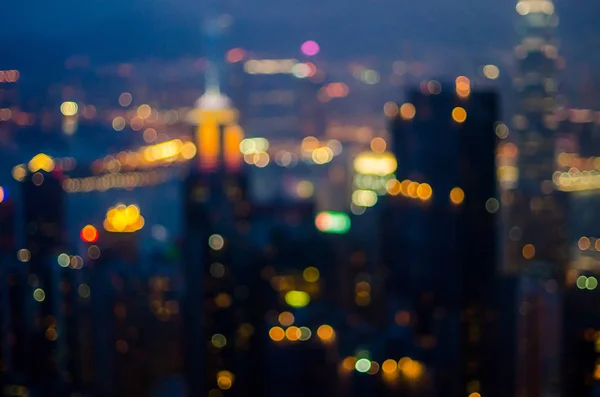 Blur luz noite vista cidade de Hong Kong — Fotografia de Stock