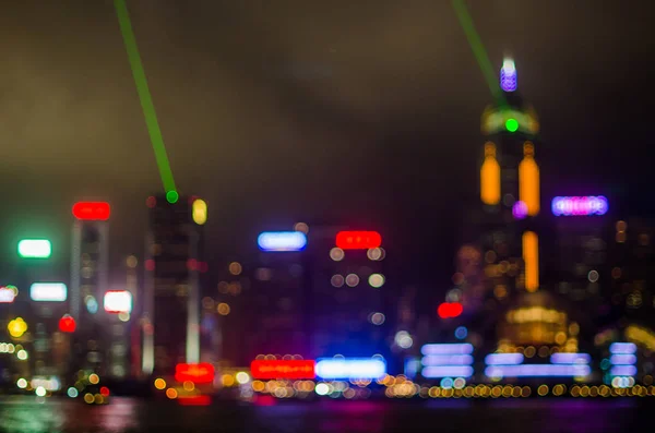 模糊光夜景香港市 — 图库照片