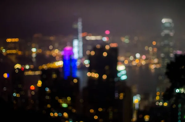 Blur vista de noche luz Hong Kong ciudad — Foto de Stock