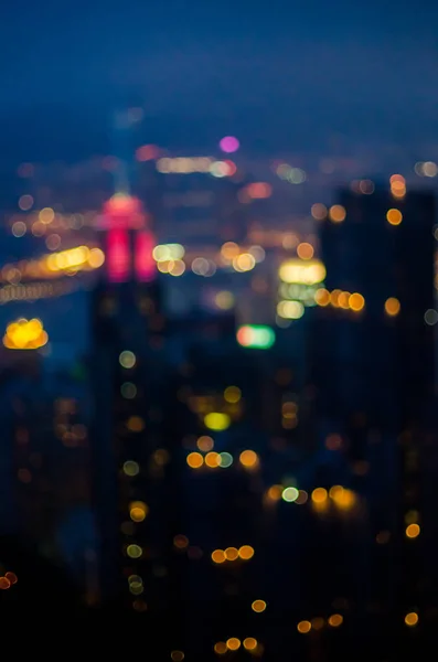 Blur vista de noche luz Hong Kong ciudad —  Fotos de Stock