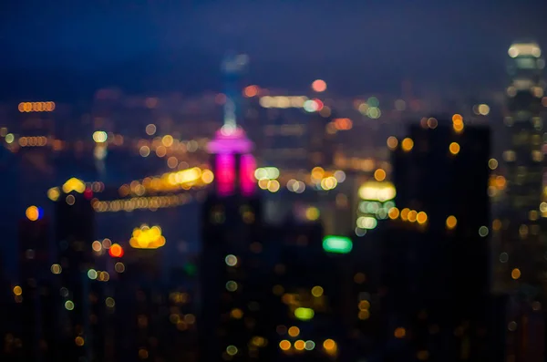 Blur vista de noche luz Hong Kong ciudad —  Fotos de Stock