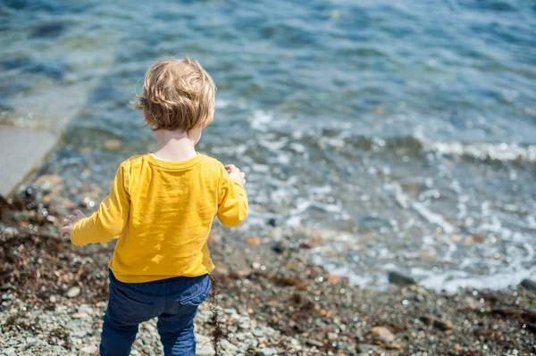 Ragazzo guarda il mare — Foto Stock