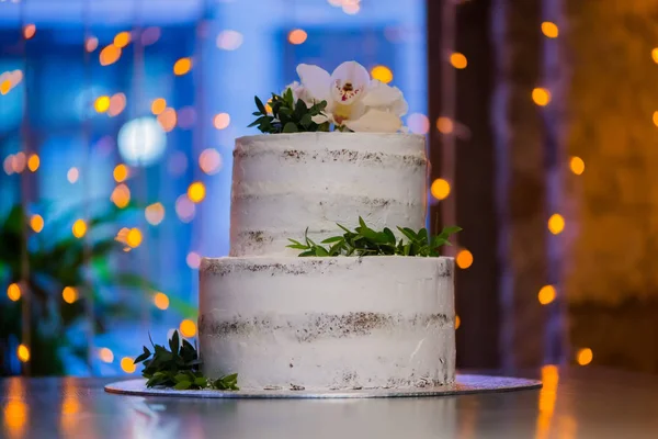 Ten dwupoziomowy tort weselny — Zdjęcie stockowe