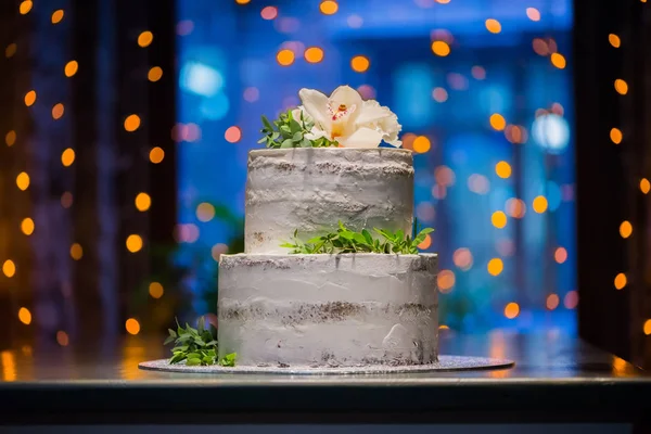 Hochzeitstorte auf zwei Ebenen — Stockfoto