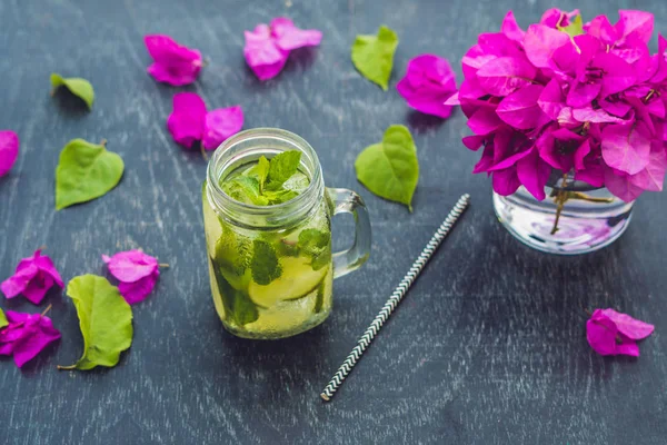 flowers and spring mojito drink