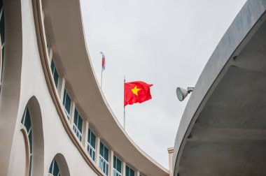 Bayrak sallayarak ile metal direk. 