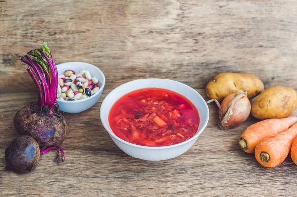 Traditional Ukrainian vegetable borscht soup — Stock Photo, Image