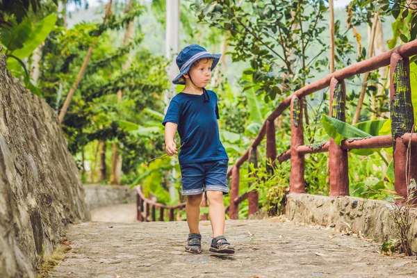 Menino caminha no parque na Ásia — Fotografia de Stock