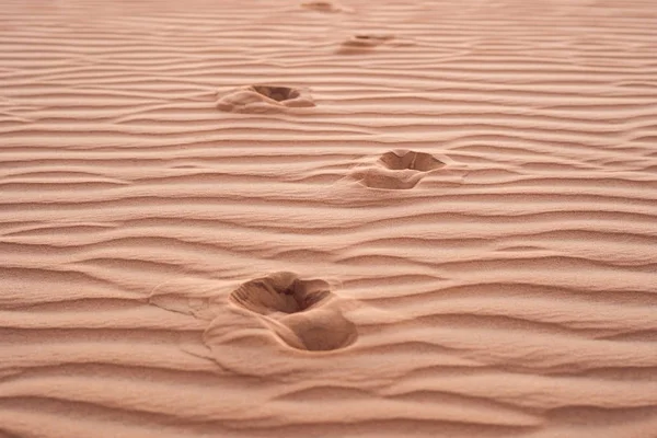 Impronte nella sabbia nel deserto rosso — Foto Stock
