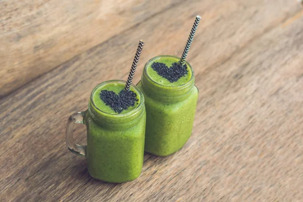 Fresh green smoothies with banana
