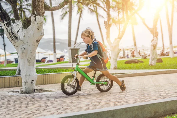 Little boy on a balance bike