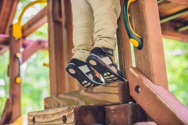 Orthopedic shoes on the boy's feet — Stock Photo, Image