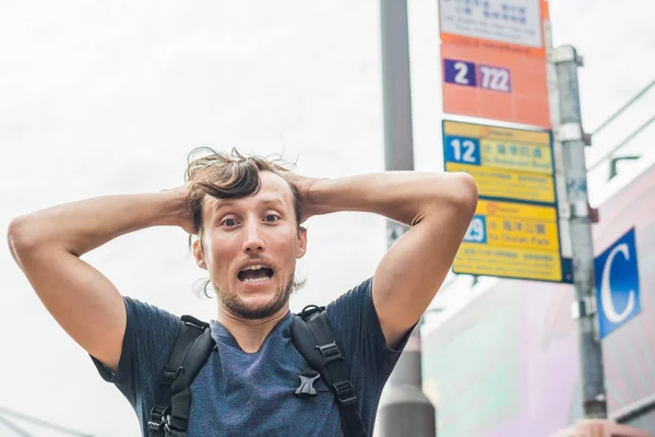 Mannen Förlorade Hong Kong Bussar Hong Kong — Stockfoto