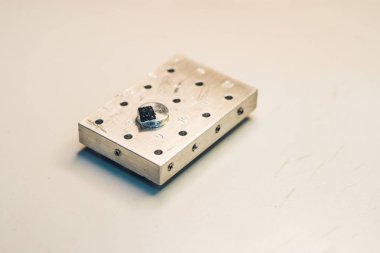Bir elektron mikroskobu soruşturmada için hazırlanmış bir örnek.