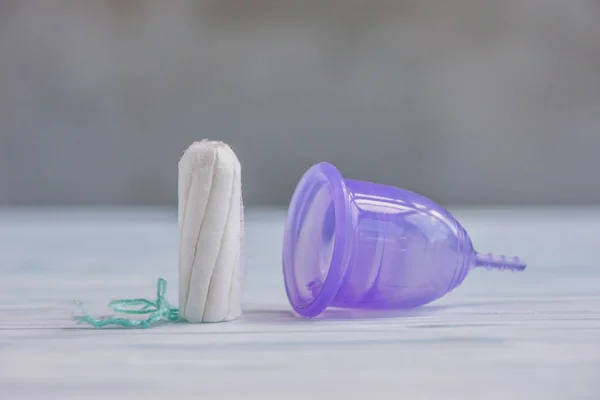 Different Types Feminine Hygiene Products Menstrual Cup Tampon — Stock Photo, Image