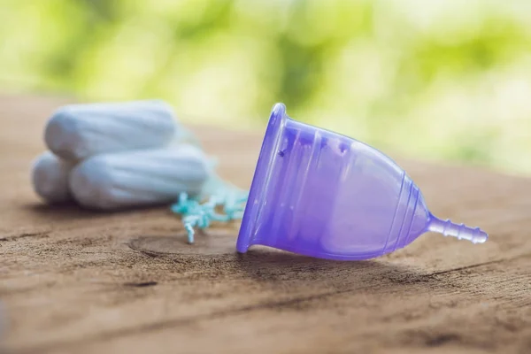 Different Types Feminine Hygiene Products Menstrual Cup Tampons — Stock Photo, Image
