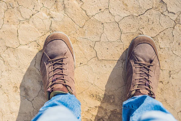 Traveler boots view from above — Stock Photo, Image