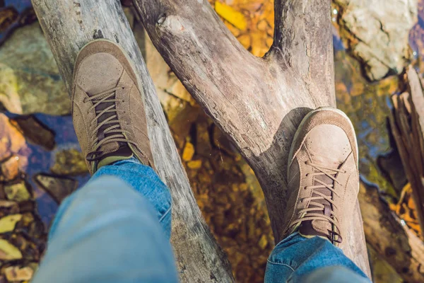 Traveler boots view from above