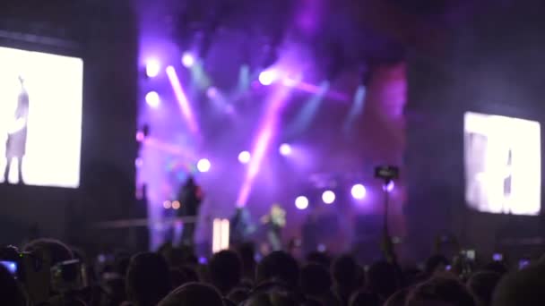 Människor njuter rockkonsert — Stockvideo