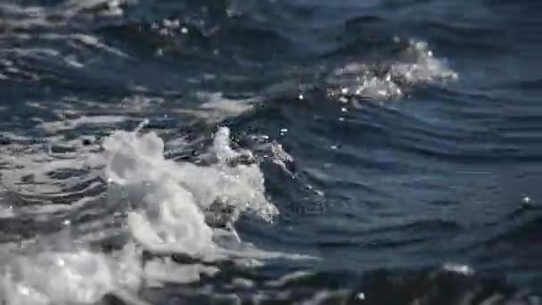 보트에서 파도와 푸른 바다 — 비디오