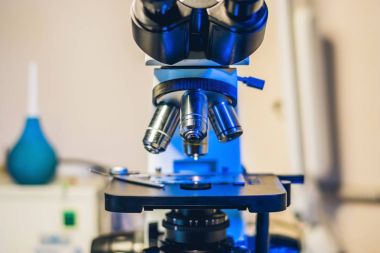 Dört farklı objektif lensler optik mikroskopla