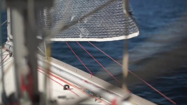 Slowmotion Shot Sailboat Open Sea — Stock Video