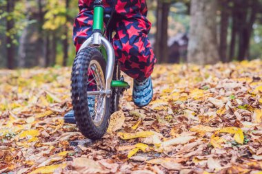 küçük çocuk bisikletle eğleniyor