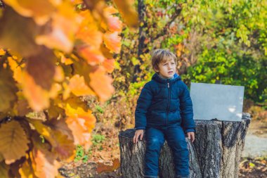 Sevimli çocuk sonbahar günü zevk 