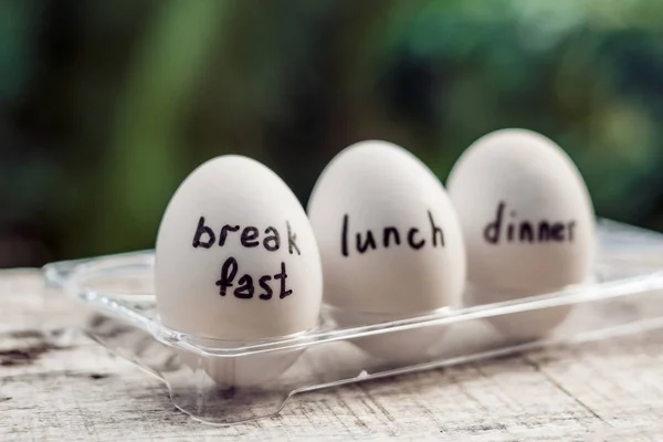 单饮食, 鸡蛋饮食, 早餐午餐晚餐 — 图库照片