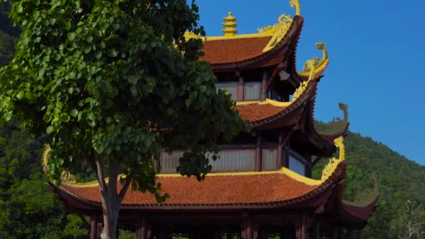 Güzel Budist Tapınağı Yamaca Phu Quoc Vietnam — Stok video