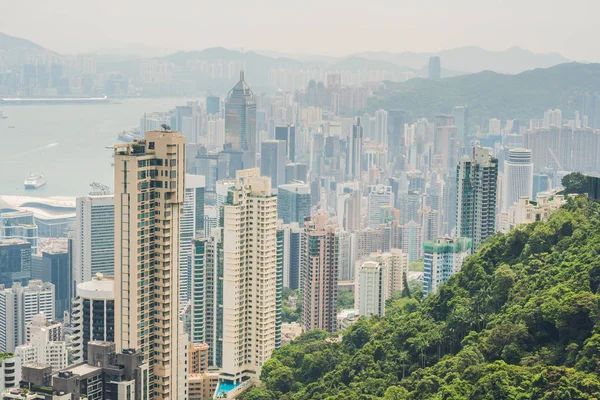 Linha Horizonte Hong Kong Vista Victoria Peak — Fotografia de Stock